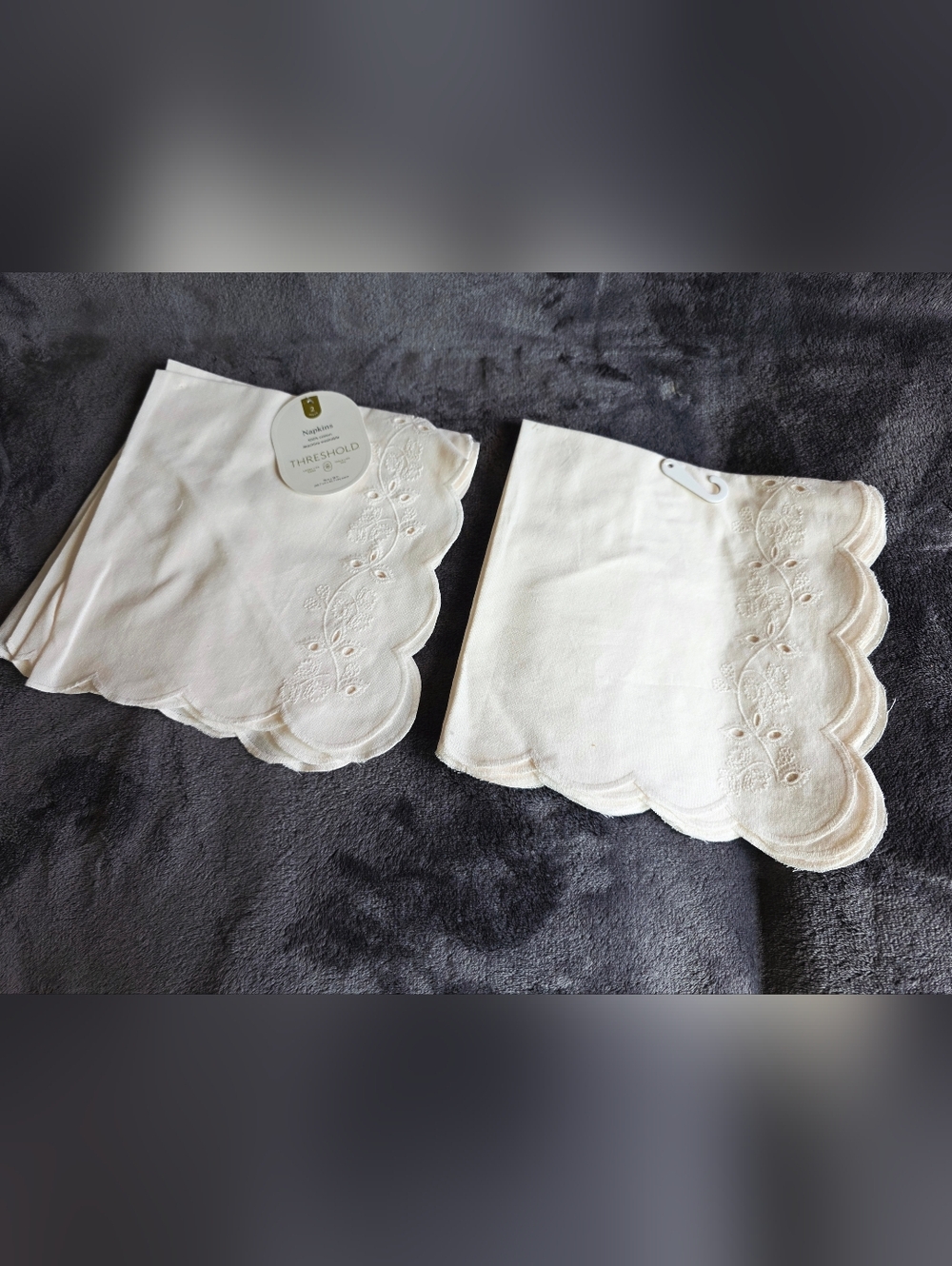 New Threshold 2 pk Eyelet Dinner Napkins Ivory bundle of 2, Easter/ mother's day